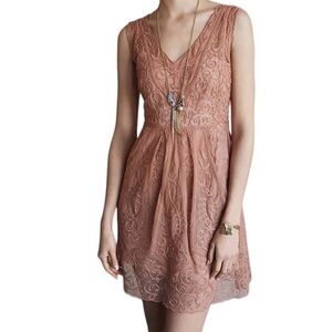 Anthropologie Yoana Baraschi At Dusk Dress Mauve Lace Sleeveless V-neck Mini 4